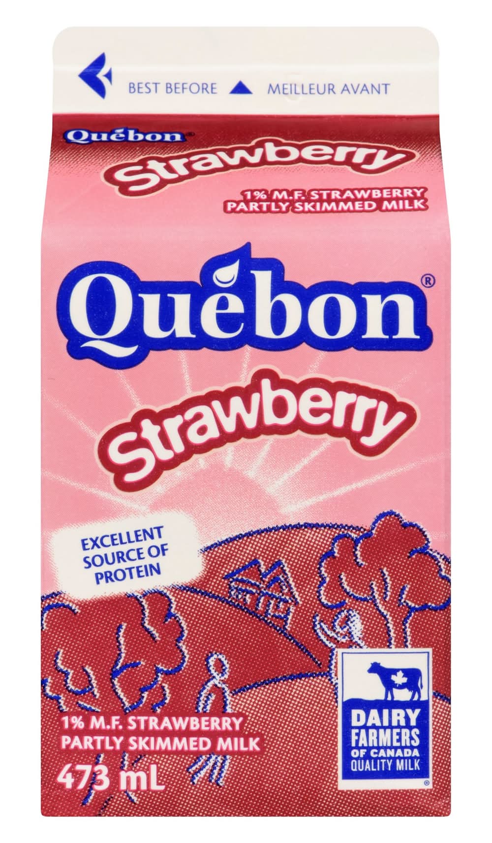 Québon lait partiellement écrémé 1% m.g - partially skimmed milk 1% m.f (473 ml) (fraise)