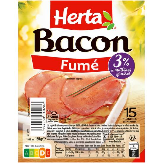 Herta - Filet de bacon fumé (15 pièces)