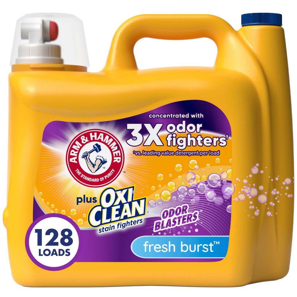 Arm & Hammer Laundry Plus Oxiclean Odor Blasters Liquid Detergent, Fresh Burst (166.5 fl oz)