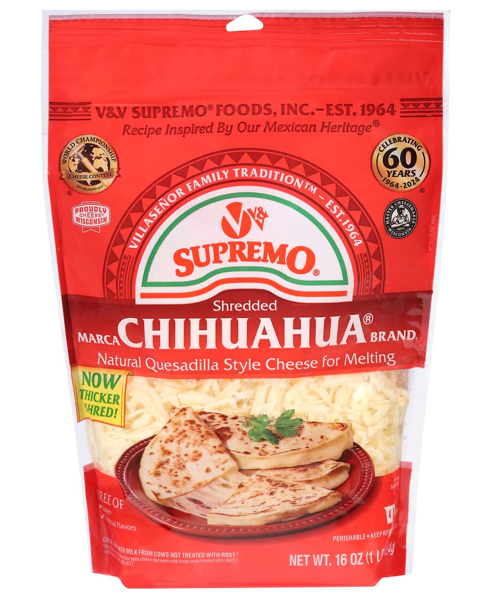 Supremo Chihuahua Natural Quesadilla Style Shredded Cheese (16 oz)