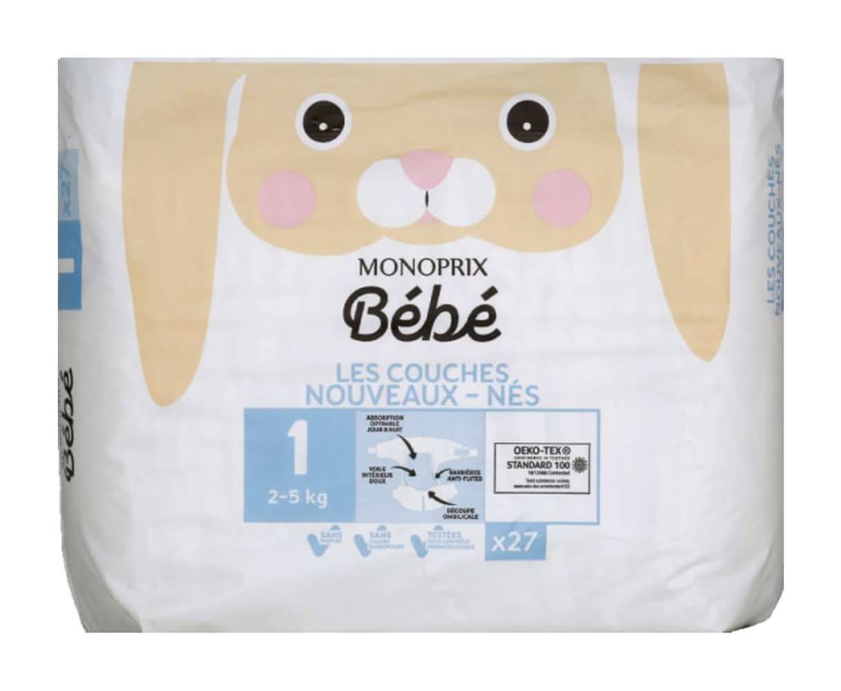Monoprix Bébé - Les couches nouveaux nés, Taille 1 (27)