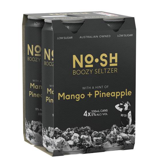 Nosh Boozy Seltzer Mango Pineapple Can 330mL X 4 pack