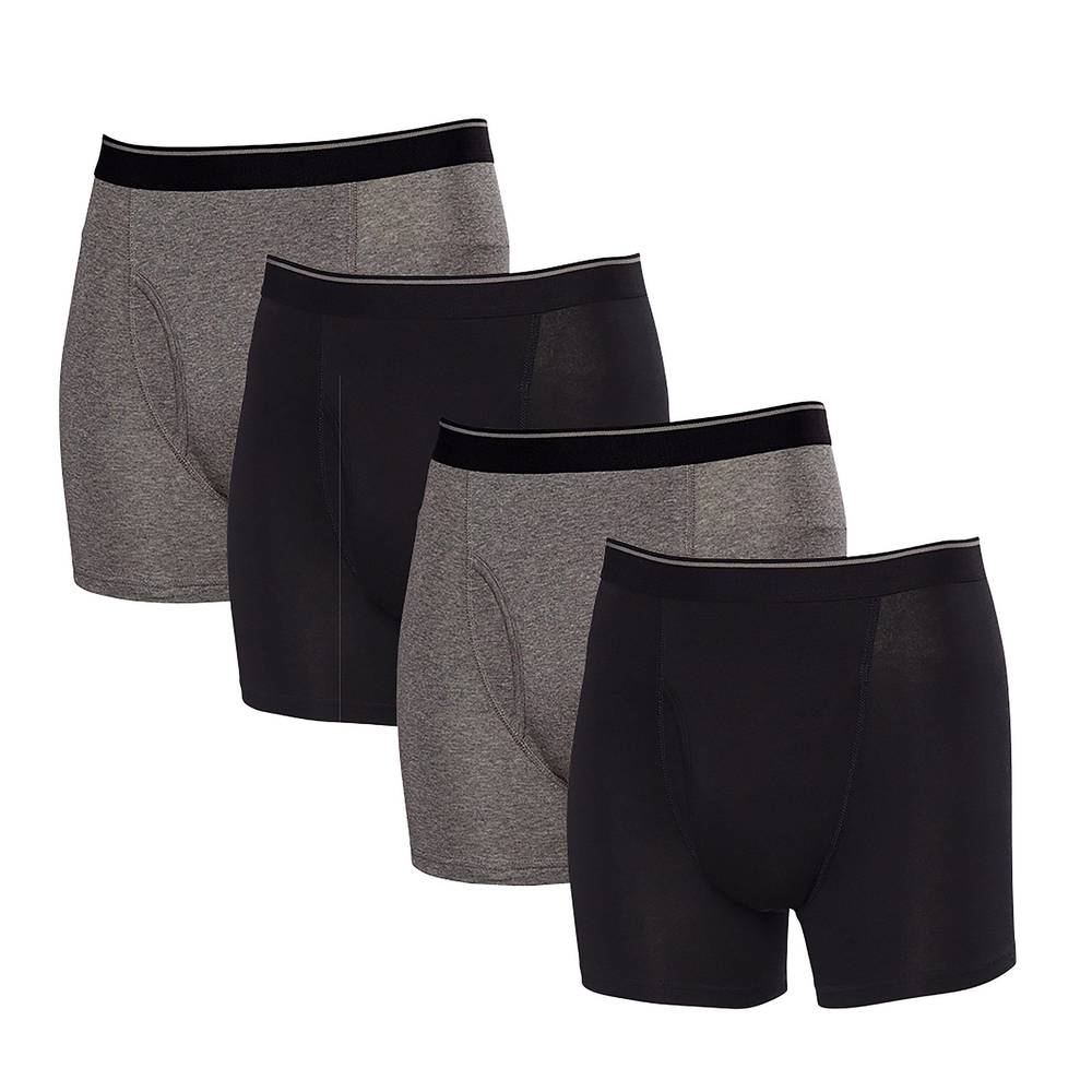 Kirkland Signature Mens Boxer Brief Pima Cotton (4 ct) (medium/black-gray)