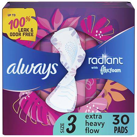 Always Radiant Pads, Extra Heavy Scented, Size 3 - (30.0 ct)