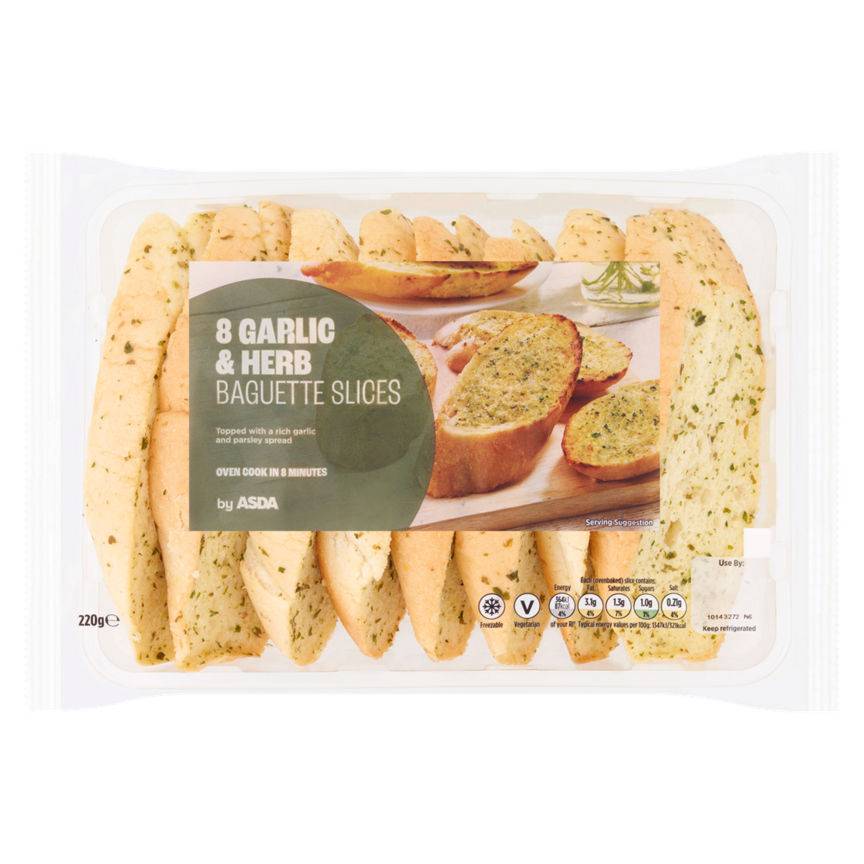 Asda 8 Garlic & Herb Baguette Slices 220g