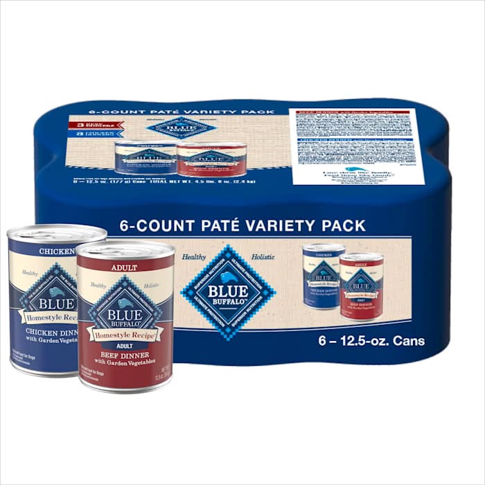 Blue Buffalo Homestyle Chicken and Beef Dinner Recipe Adult Wet Dog Food Variety Pack, 12.5 oz., Count of 6