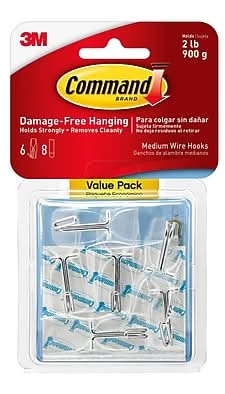 Command Damage Free Medium Hook, 2 lb, Clear, 6/Pack (17065CLR-VPES)