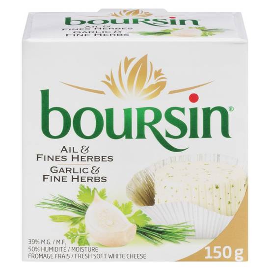 Boursin fromage frais à saveur d'ail et fines herbes (150 g) - garlic & fine herbs cheese (150 g)