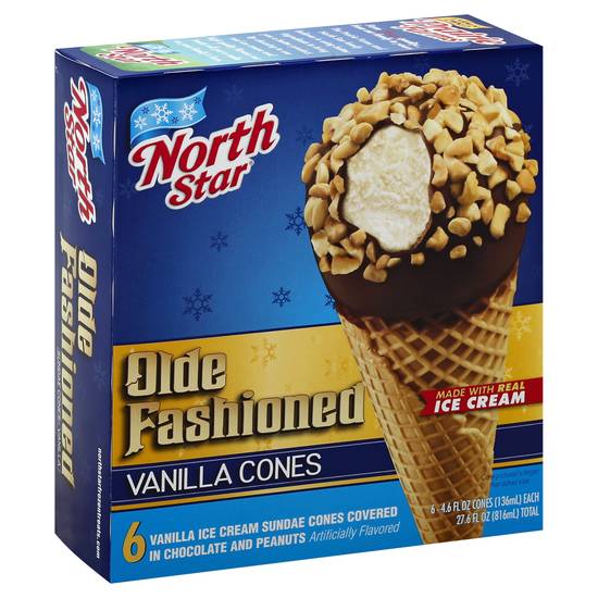 North Star Olde Fashioned Vanilla Ice Cream Cones (6 ct)