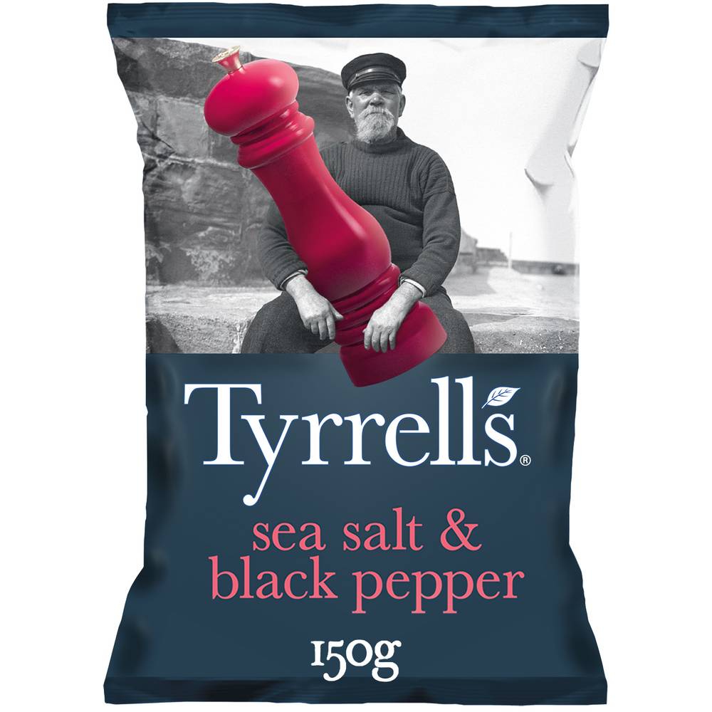 Tyrrell's - Chips de pomme de terre, sel de mer - poivre noir (150g)