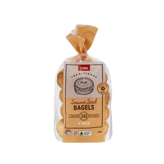 Coles BAGEL SESAME 4 PACK 360g
