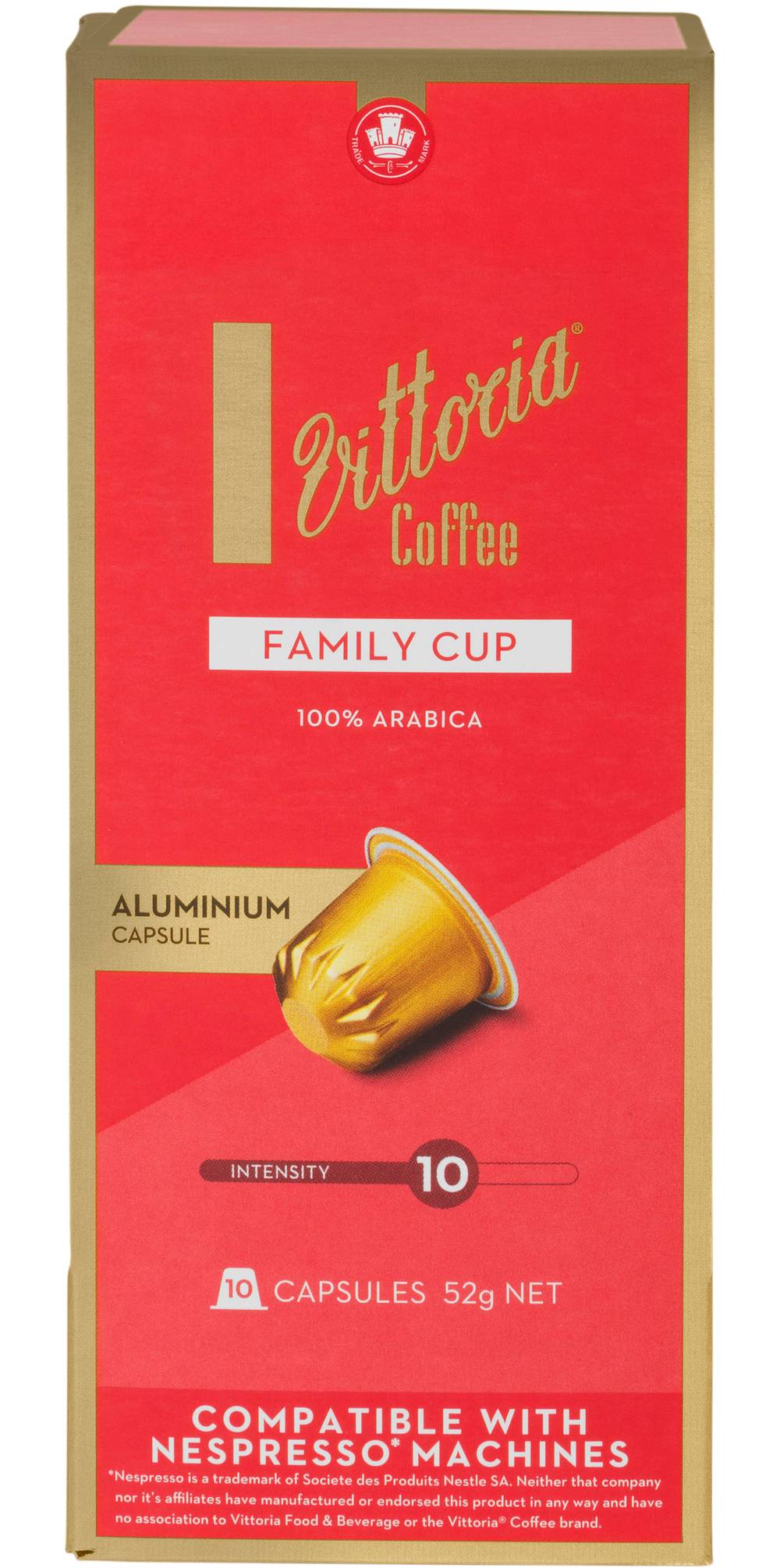 Vittoria Coffee Nespresso Compatible Coffee Capsules (52g, 10 pack)