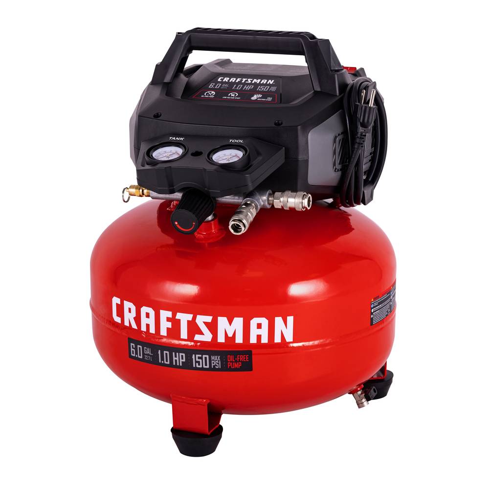 CRAFTSMAN 6-Gallon Portable Electric 150 PSI Pancake Air Compressor | CMXECXA02106410