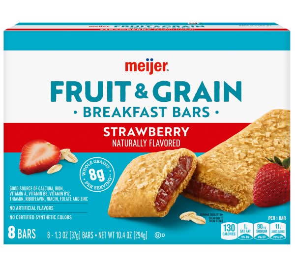Meijer Fruit & Grain Strawberry Breakfast Bar, 8 Count (1.3 oz)