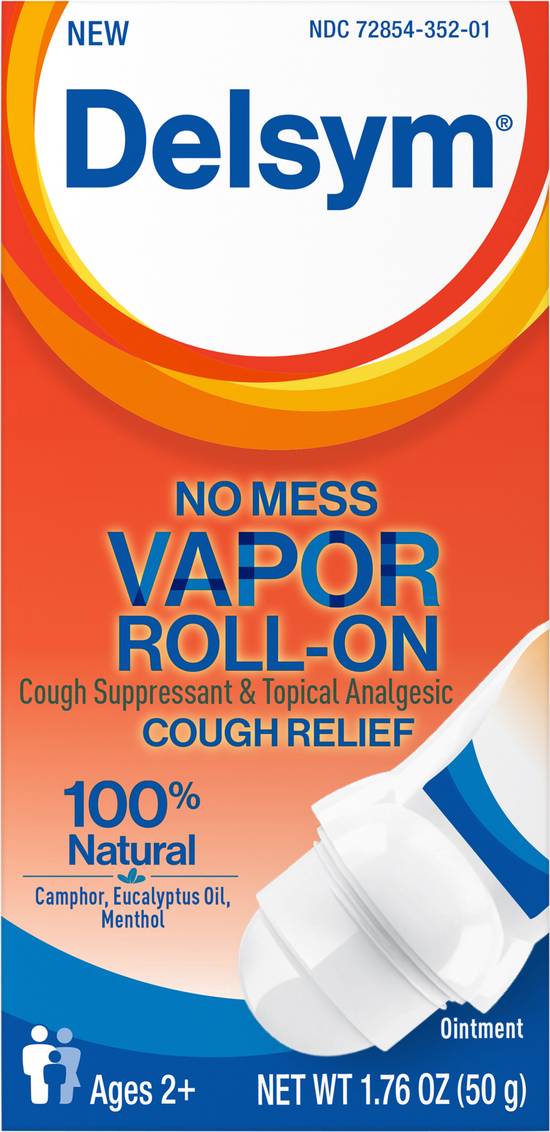 Delsym Cough Relief Vapor No Mess Roll on Ointment, Ages 2+