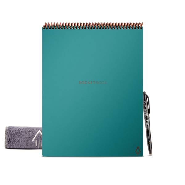 Rocketbook Flip Smart Reusable Letter Size Notepad, 8-1/2" X 11" 1 Subject, Dot-Grid and Line Ruled, 16 Sheets, Teal