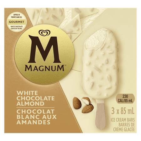 Magnum White Chocolate Almond Ice Cream Bar (85 ml, 3 ct)