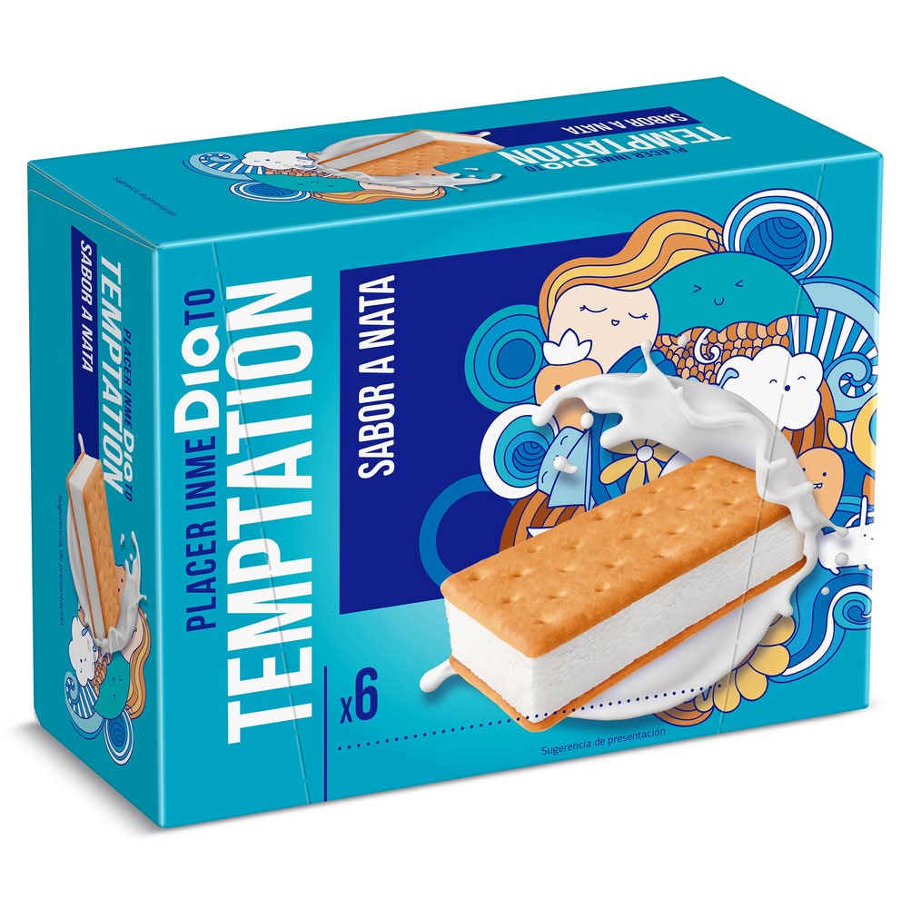 Helado Sandwich De Nata 6 Unidades Temptation De Dia Caja 300 G