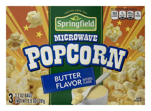 Springfield Microwave Butter Popcorn (3 x 3.3 oz)