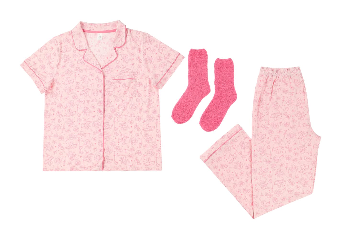 Juniors Notch Collar PJ Pant Set 3-Pack Large Pink Coquette