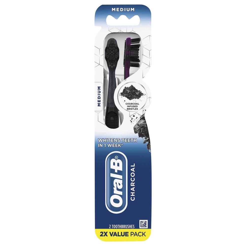 Oral-B Charcoal Toothbrush, Medium (2 ct)