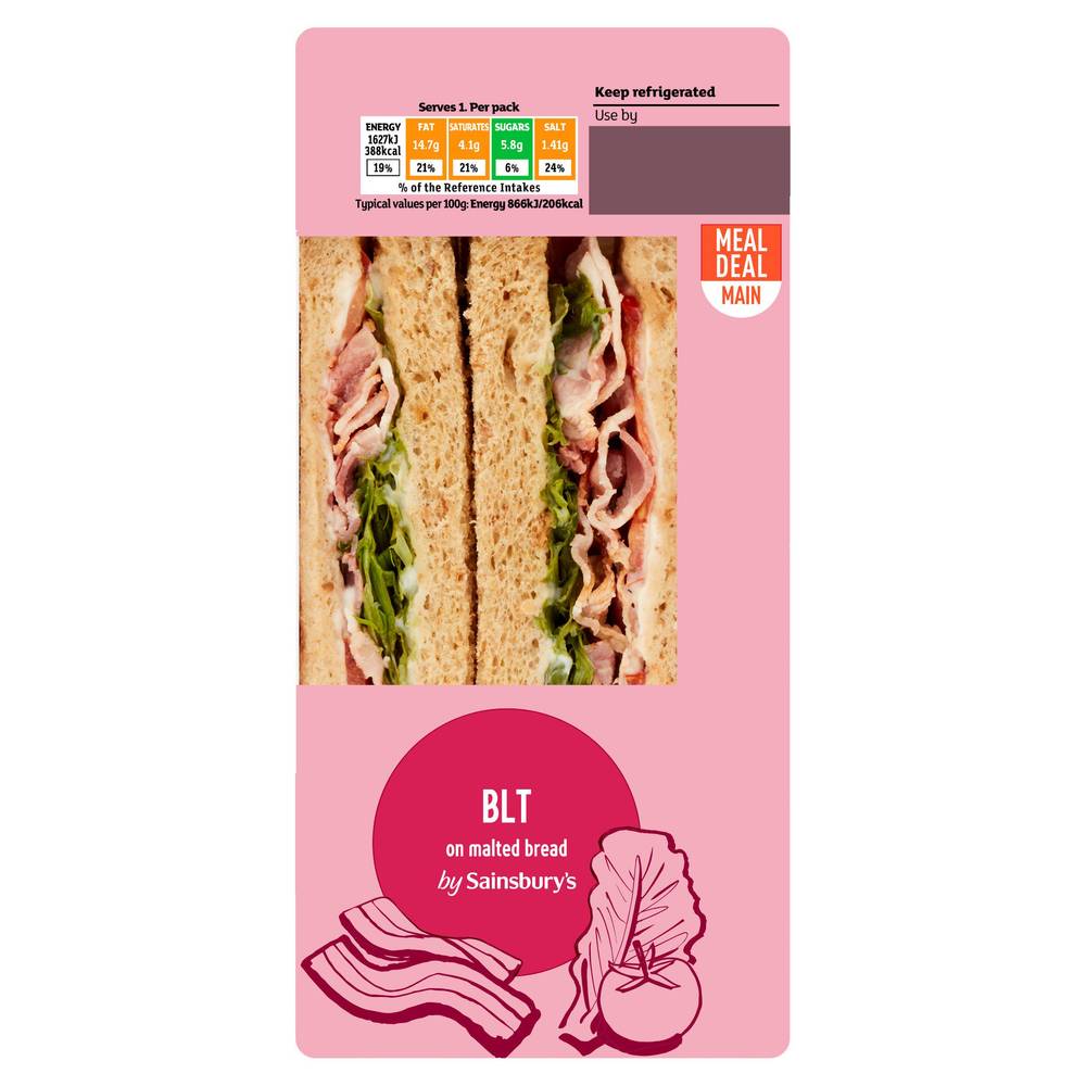 Sainsbury's Maple Cured Bacon,  Lettuce & Tomato Sandwich