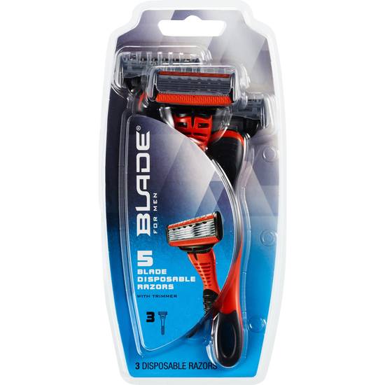 Blade Men's 5-Blade Disposable Razors with Trimmer, 3 CT