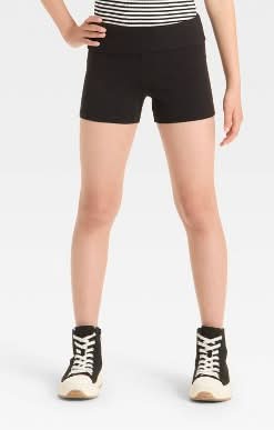 Girls' Foldover Bike Shorts - art class™ Black S