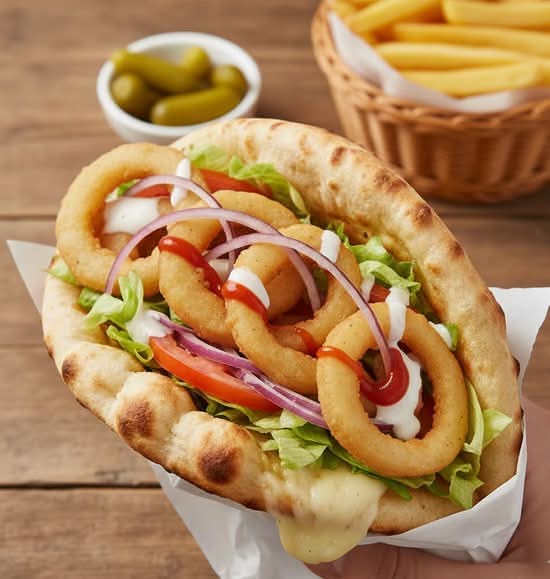 Menu Cheese Nan Onion Rings🧆 🍟+🥙+🍹
