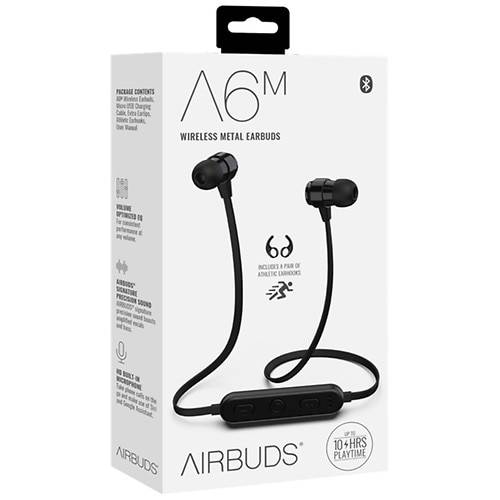 Airbuds A6M Wireless Bluetooth Metal Earbuds - 2.0 ea