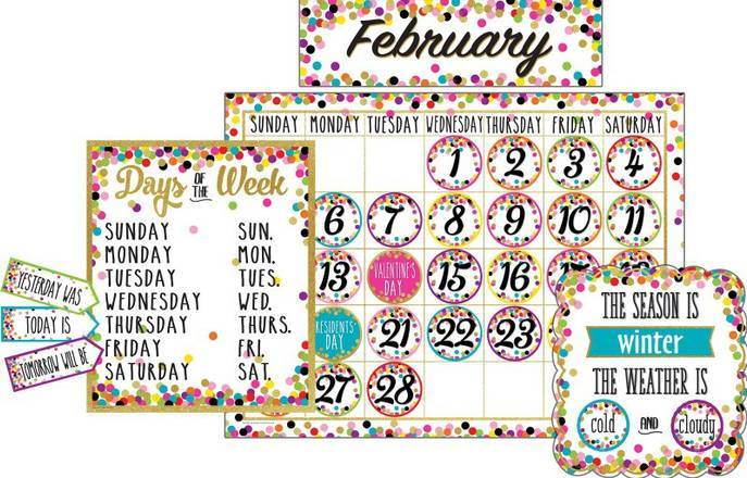 Teacher Created Resources Confetti Calendar Bulletin Board Set (84 pieces)