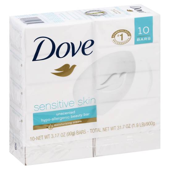 Dove Sensitive Skin Unscented Beauty Bars (10 ct)