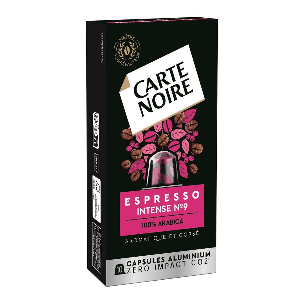 Café capsules Compatibles Nespresso intense n°9 Carte Noire CARTE NOIRE - la boite de 10 capsules