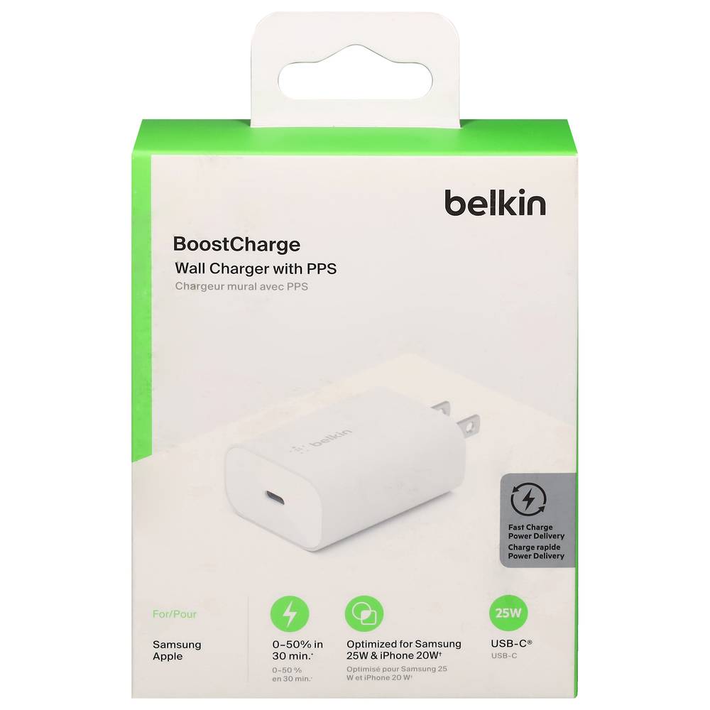 Belkin Boost Charge 25w Usb-C Wall Charger With Pps, White