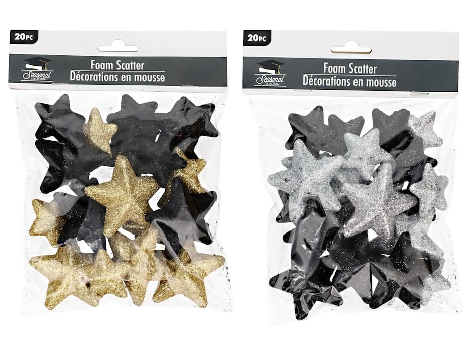 Seasonal Collection Glitter Foam Scatter, 20-pc Pack.