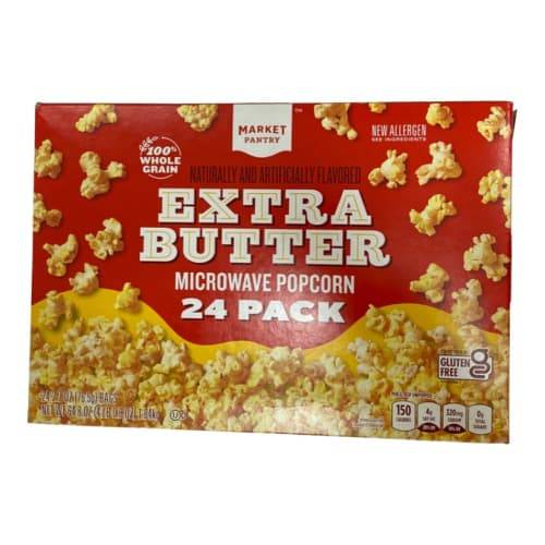 Market Pantry Microwave Popcorn, Butter (2.7 oz, 24 ct)