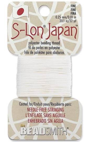The Beadsmith S-Lon Japan Fine Polyester Beading Thread, White