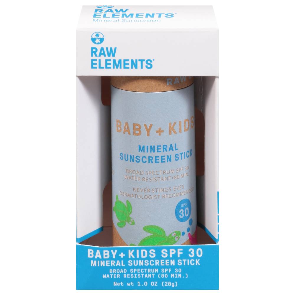 Raw Elements Baby + Kids Mineral Sunscreen Stick Spf 30 (1 oz)