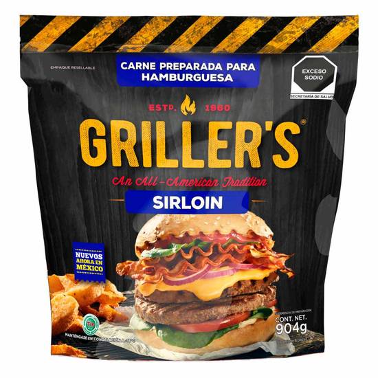 Griller's carne para hamburguesa sirloin (doypack 904 g)
