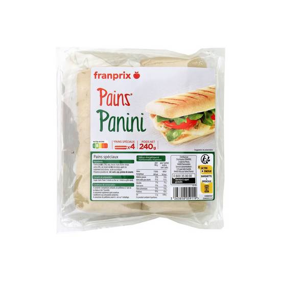 Pain panini x4 franprix 300g