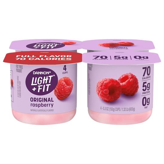 Dannon Light + Fit Radiant Raspberry Nonfat Yogurt (4 x 5.3 oz)