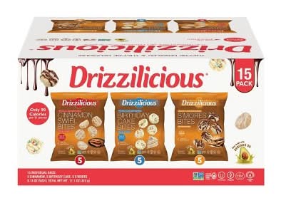 Drizzilicious Drizzled Mini Rice Cake Variety pack, Cinnamon Swirl-Birthday Cake-S'mores (15 x 0.74 oz)