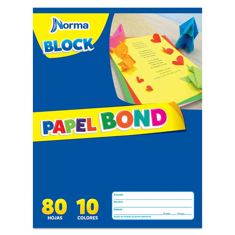 Norma block de papel bond multicolor (1 pieza)