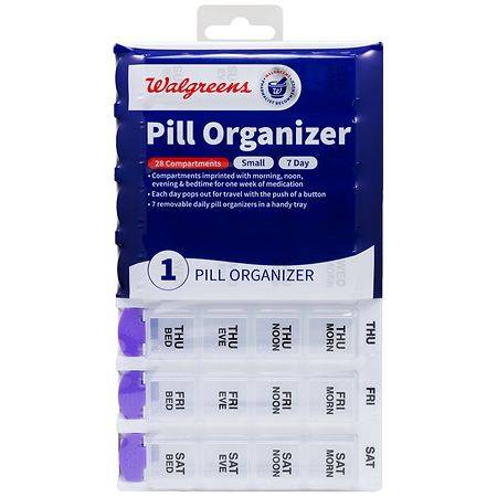 Walgreens 7 Day Pill Box Removable Medication Small (0.38 oz)