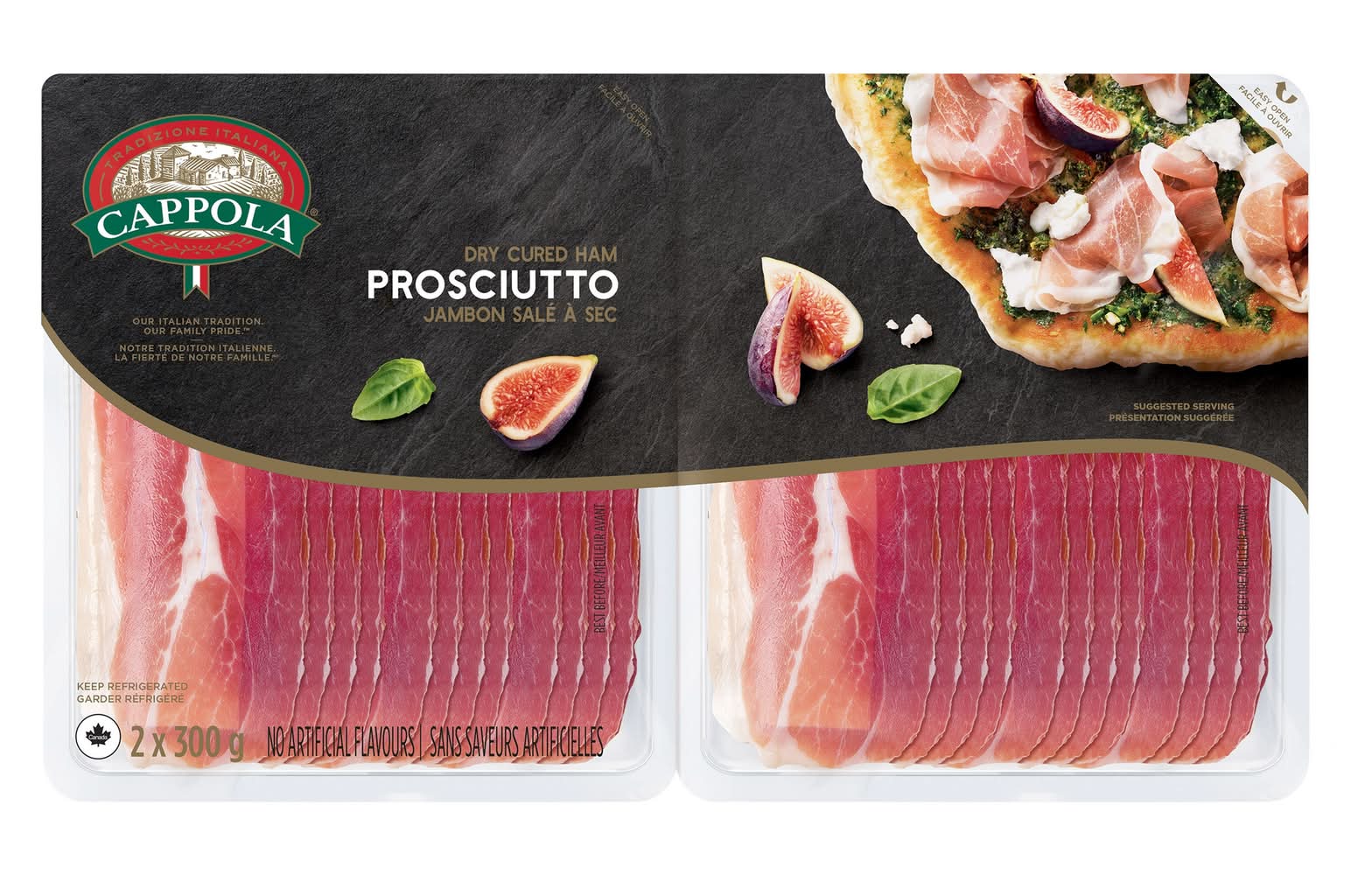 Cappola - Prosciutto Jambon Salé À Sec, 2 × 300 G / Cappola Dry Cured Ham Prosciutto, 2 × 300 G