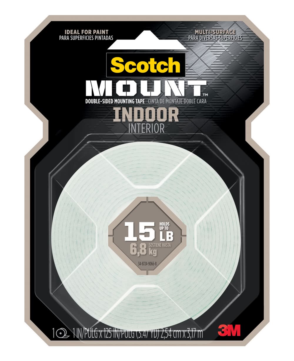 Scotch Mount 125 In. L X 1 In. W Double-Sided Mounting Tape