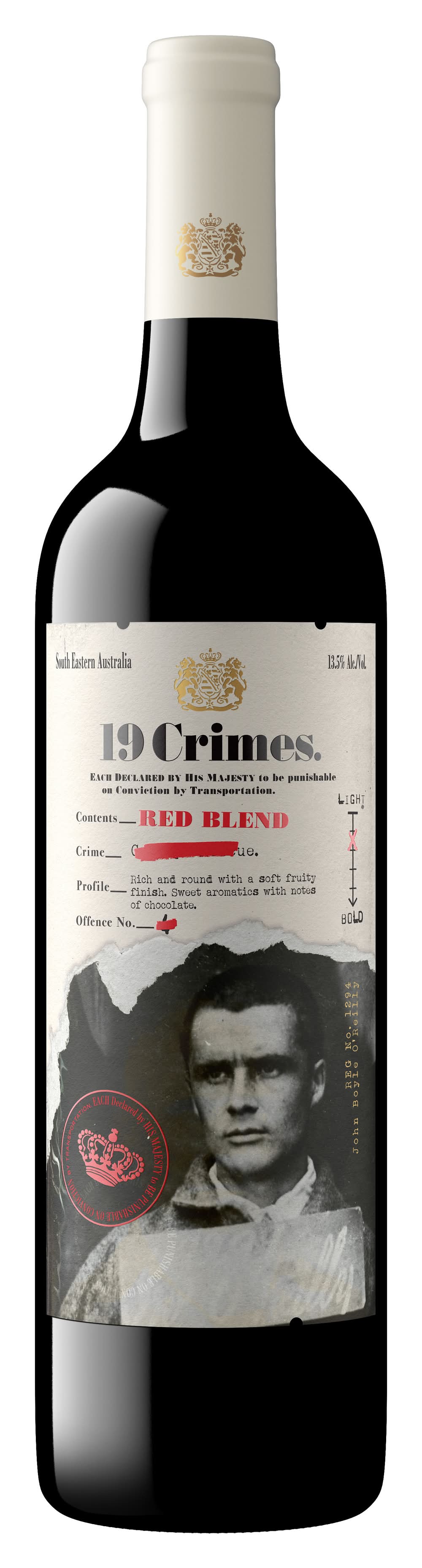 19 Crimes South Eastern Australia Red Blend Wine (750 ml)