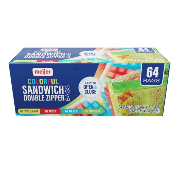 Meijer Recloseable Color Sandwich Bags (64 ct)