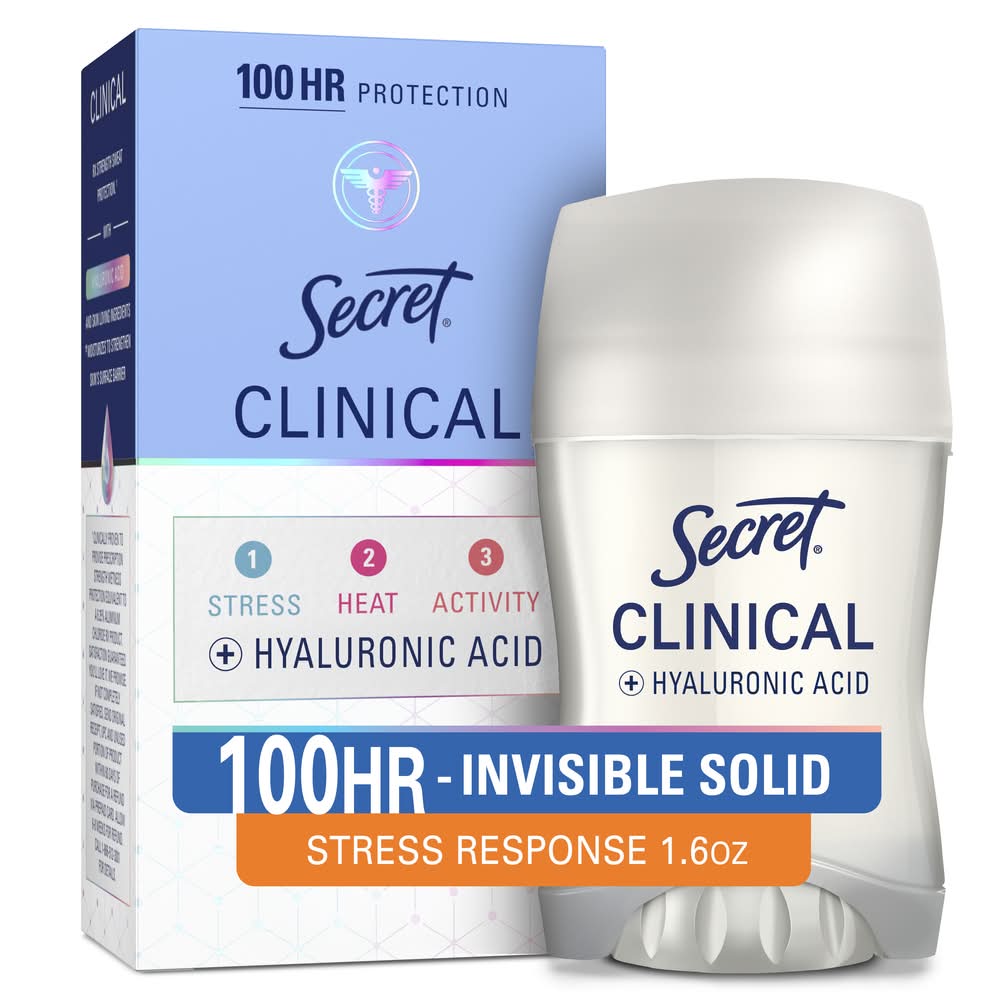 Secret Clinical 72hr Invisible Solid Antiperspirant Deodorant, Stress Response, Women (1.6 oz)