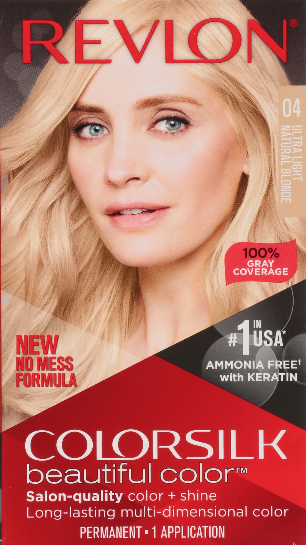 Revlon Colorsilk Beautiful Permanent Hair Color, 04 Ultra Light Natural Blonde (4.4 fl oz)